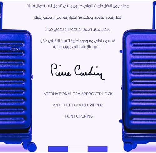 Pierre Cardin Front Zipper Luggage Lightweight Hardside Suitcase for Travel, TSA Approved, ANTI Theft Double Zipper (NAVY, Set of 3)