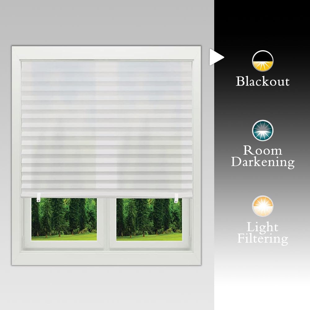 JZS Pleated Window Shades, Blackout Pleated Paper Shade Light Filtering Non-woven Blinds Window, Easy To Install for Bedroom, Bathroom, Living Room, Kitchen