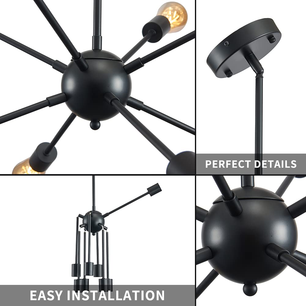 Sputnik Chandelier Light Fixture - Mid-Century Hanging Ceiling Light Fixture