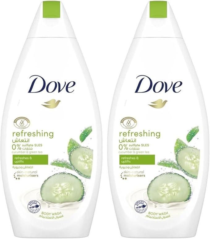 DOVE Refreshing Body Wash, for instant nourishing, Cucumber and Green Tea, No Sulfates or Parabens, 500ml