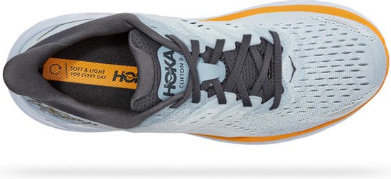 Hoka Clifton 8 Running Shoe for Men Grey Orange