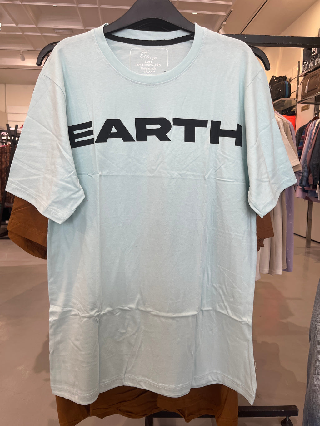BS Style Men's light blue "EARTH" Graphic Printed T-Shirt