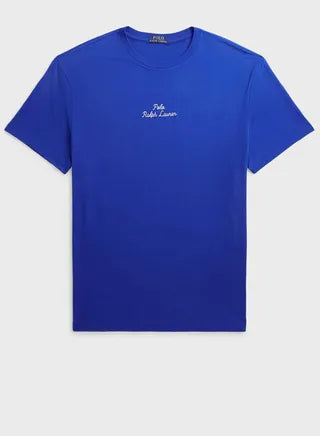 RALPH LAUREN ROYAL BLUE T-SHIRT WITH TEXT FOR MEN