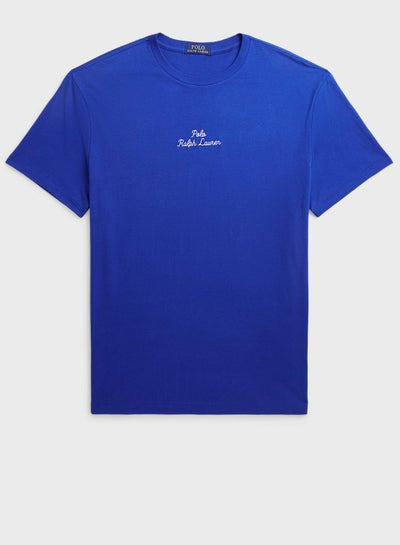 RALPH LAUREN ROYAL BLUE T-SHIRT WITH TEXT FOR MEN