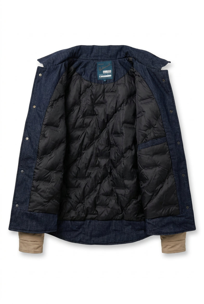 M-GEE2 Men's 2-in-1 Layered Bomber Jacket with Denim Inner