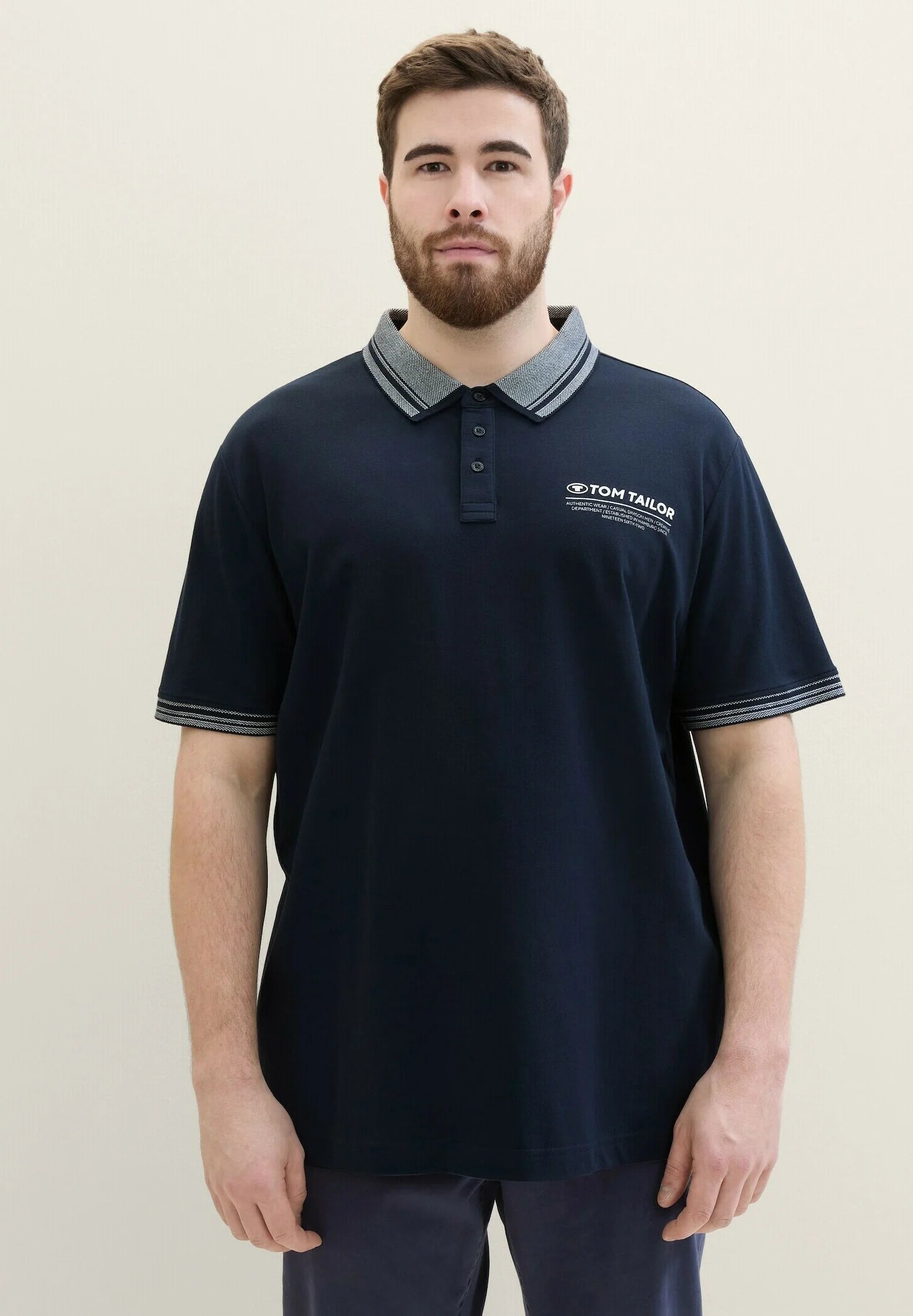 TOM TAILOR PLUS - MIT LOGO PRINT - Polo Shirt - Sky Captain Blue