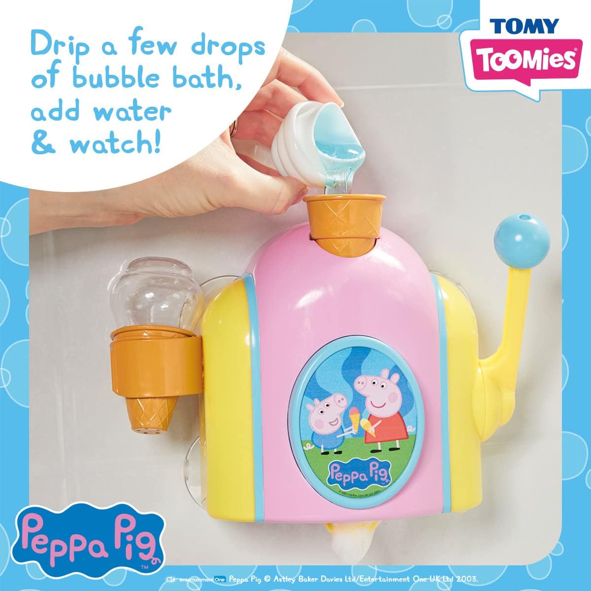 Toomies TOMY Peppa Pig Bubble Ice Cream Maker, Baby Bath Toy, Ice Cream Themed Bubble Making Toy, Kids Water Play Suitable For 18 Months, 2, 3 & 4 Year Old Boys & Girls