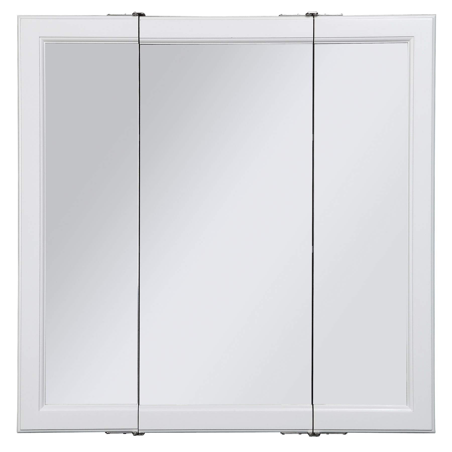 Design House 545293-WHT Assembled Framed Tri-View Surface-Mount Bathroom Medicine Cabinet Mirror, 24" W x 4.75" D x 24" H, White