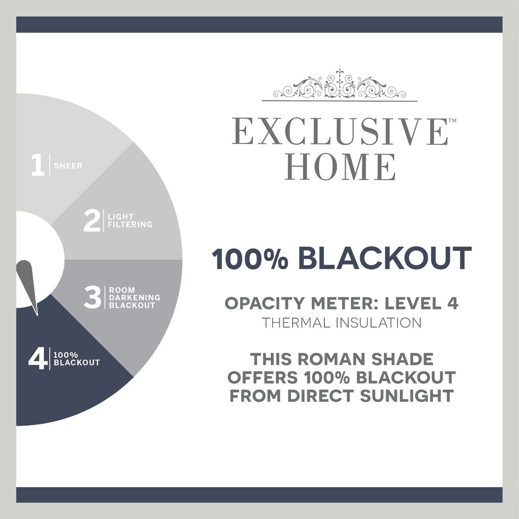 Exclusive Home Ricardo Total Blackout Roman Shade, 86.36 x 162.56 cm, Black
