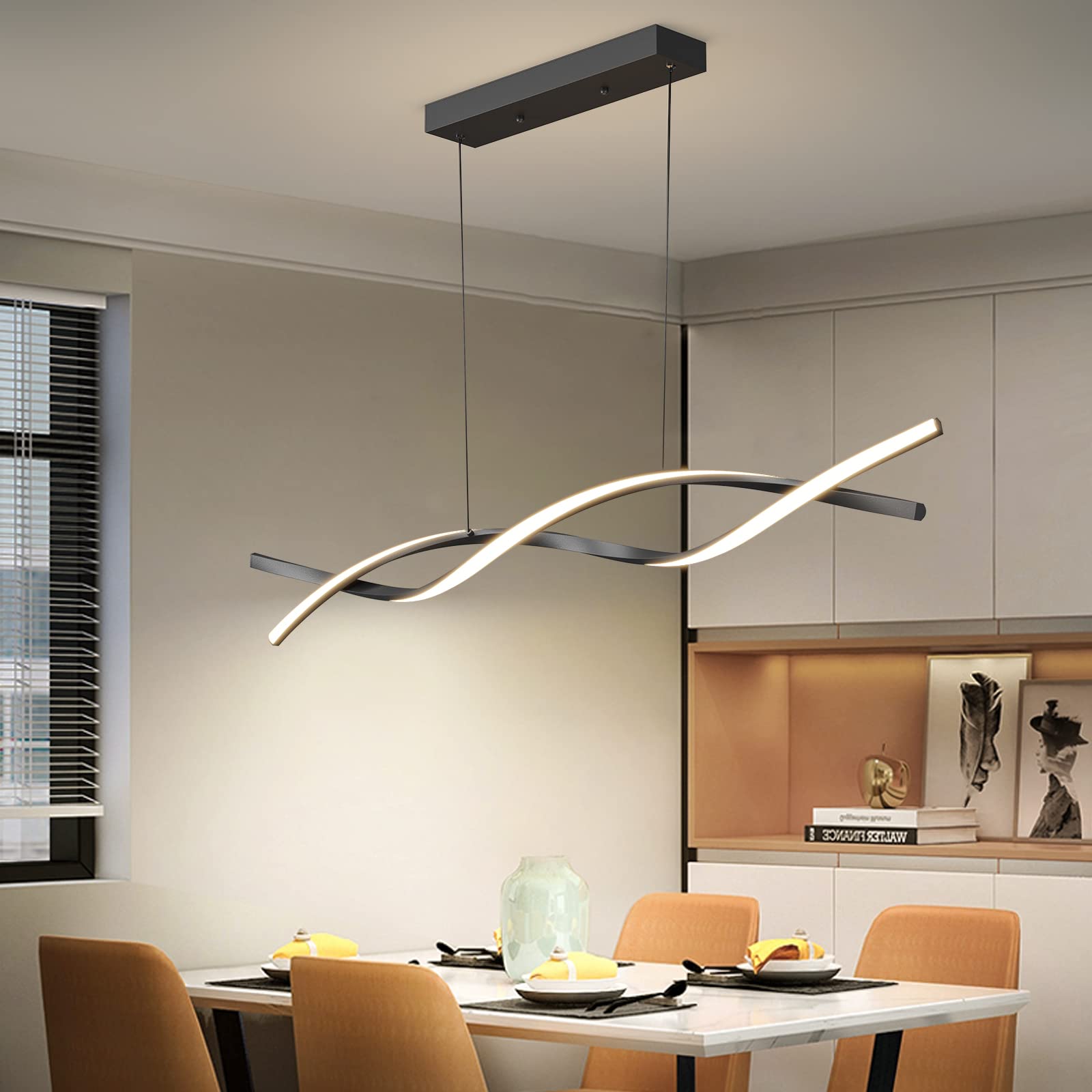 Matven Modern Ceiling Chandelier Light, Acrylic Anti Flicker Pendant Lamp with Remote Control