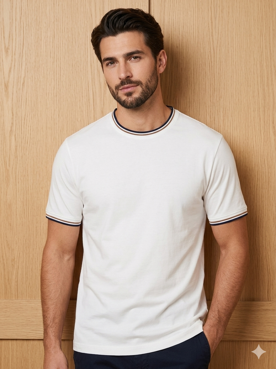 Denim and Flower White t-shirt for Men