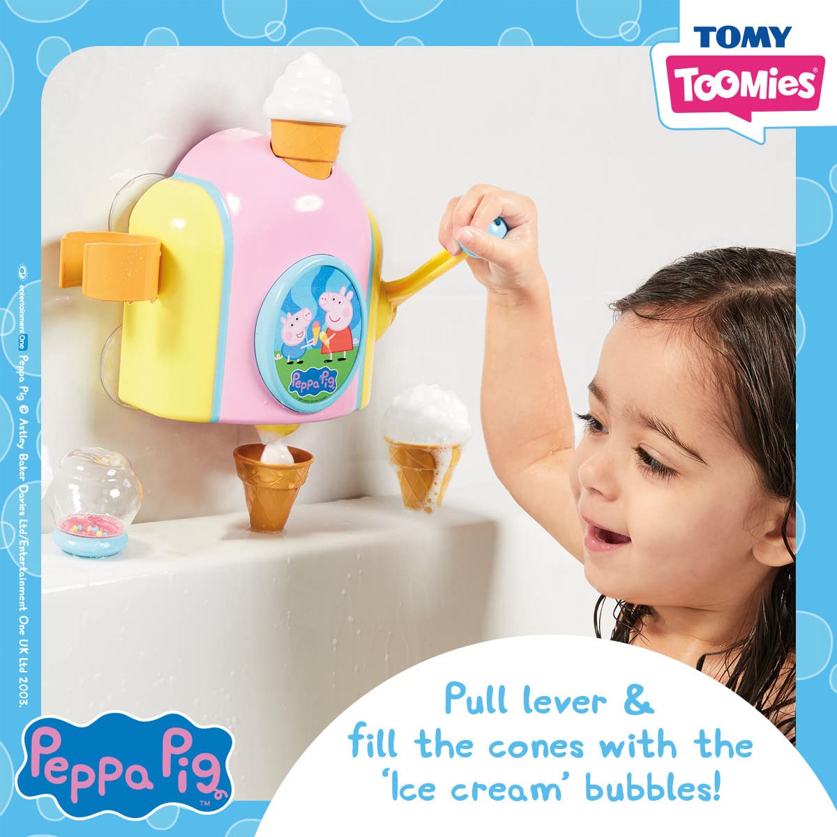 Toomies TOMY Peppa Pig Bubble Ice Cream Maker, Baby Bath Toy, Ice Cream Themed Bubble Making Toy, Kids Water Play Suitable For 18 Months, 2, 3 & 4 Year Old Boys & Girls