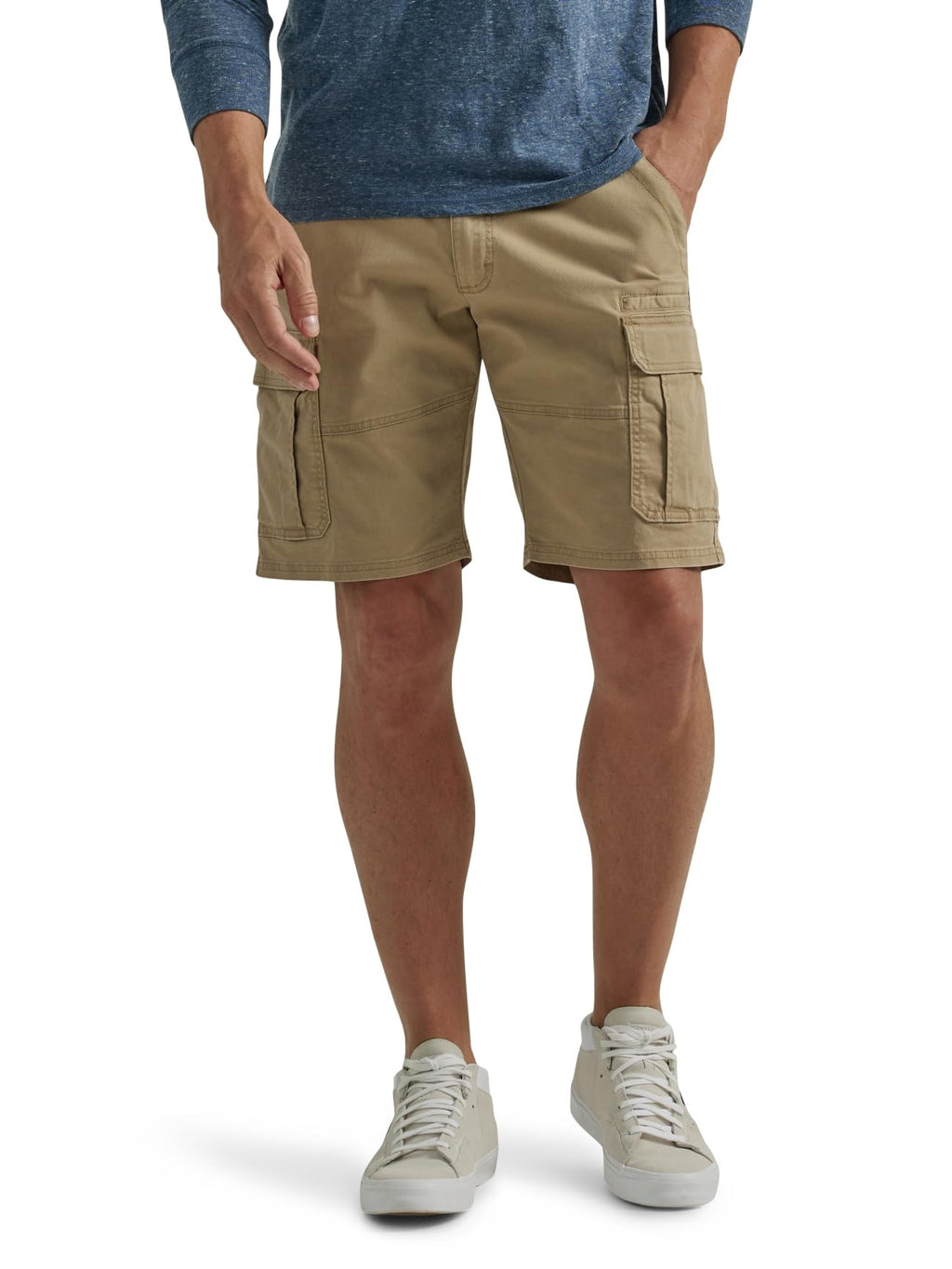 SIZE: 34 - Wrangler Authentics Men's Classic Relaxed Fit Stretch Cargo Short, Grain Twill
