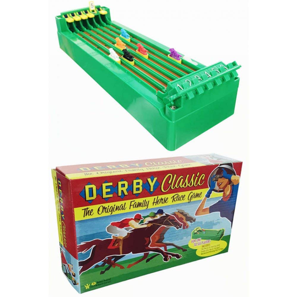 Back to Basics Derby Horse Race (Decision Derby) Battery Powered Desktop Tabletop Racing Game for Kids and Adults, Unisex, Multicolor, 6 Horses, 10" x 2.5" x 5"