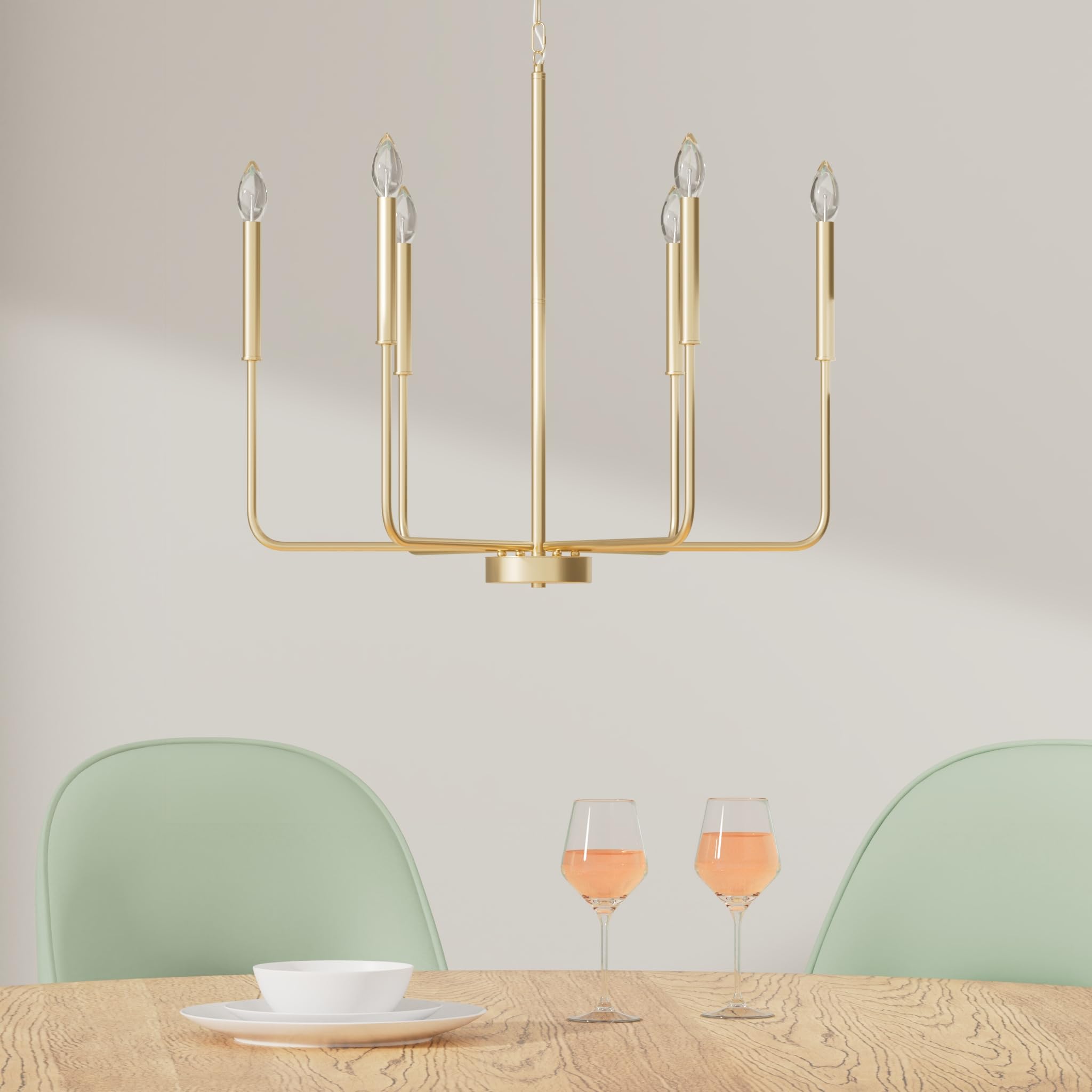 ETONIMERR Gold Chandelier Light Fixtures Ceiling Hanging Modern Farmhouse Chandelier for Dining Room, Candle Gold Pendant Light for Kitchen Island Living Room Foyer Bedroom