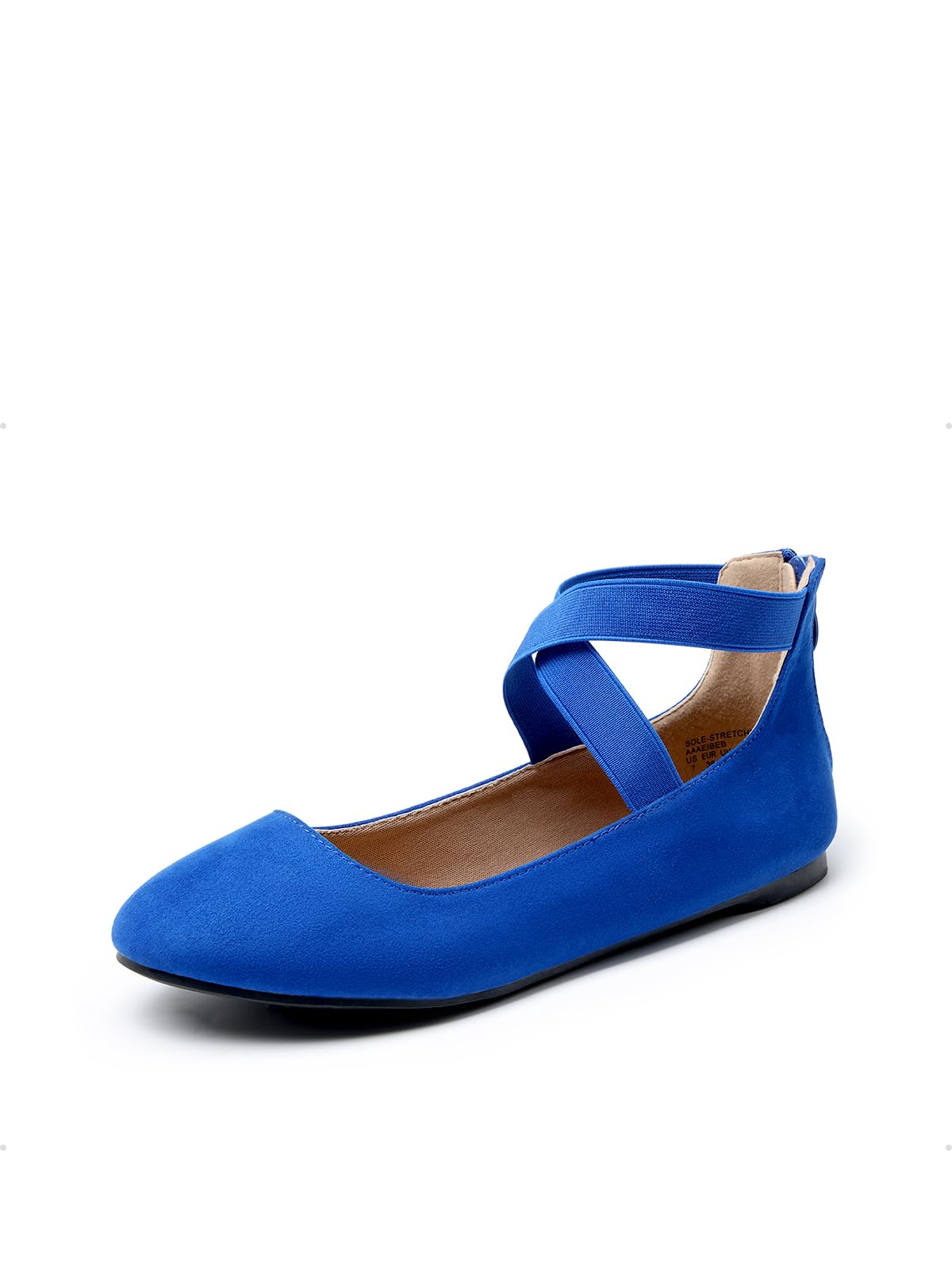 DREAM PAIRS Womens Ballerina Flat Fashion Elastic Ankle Straps Cross Strap Round Toe Comfy Ballet Pumps Dolly Shoes