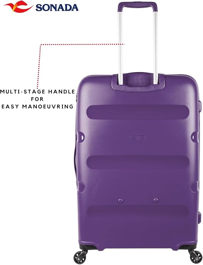 Sonada Unbreakable Luggage TSA Approved, ANTI Theft Double Zipper Suitcase for Travel, 4 Double Wheel (Set of 4, Acai Purple)