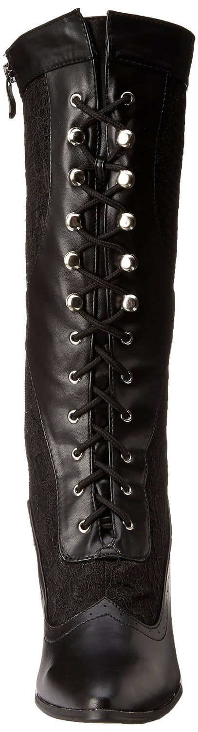 SIZE: 38.5 - Ellie Shoes 253 Rebecca Womens Vintage Victorian Gothic Granny Lace up Boots Black