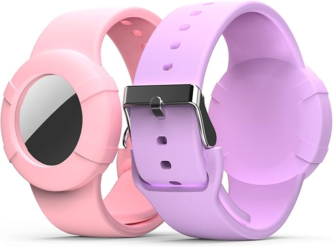 2 Pack] Airtag Wristbands for Kids – SYOSI Soft Silicone Airtag Bracelet for Toddlers & Children | Secure, Lightweight, Waterproof Band Compatible with Apple Airtag – Comfortable GPS Tracker Watch Band