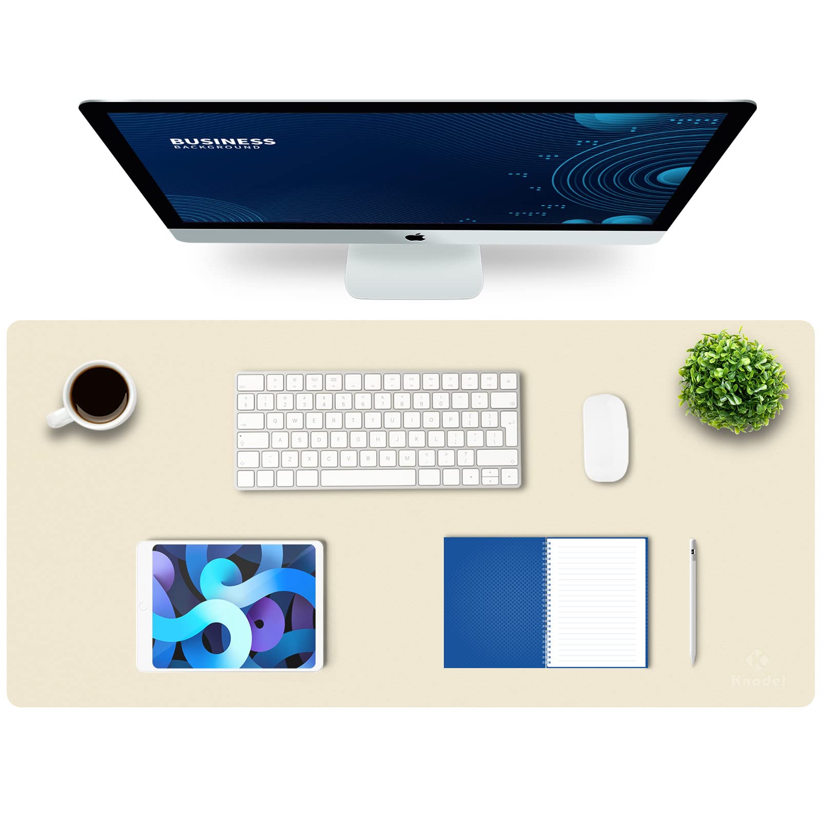 K KNODEL Large Desk Mat, Office Desk Pad, Computer Desk Mat, Laptop Mat for Desk, Desk Protecor Mat, Desktop Mat, Desk Writing Pad, Desk Blotter Pad, Desk Cover Mat (47.2"x23.6", Ivory Cream)