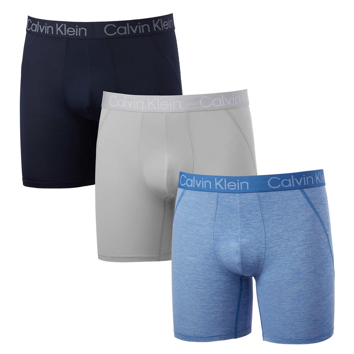 SIZE L - Calvin Klein Men's Micro Mesh Boxer 4-way Stretch, 3-pack (US, Alpha, Regular, BLUE)