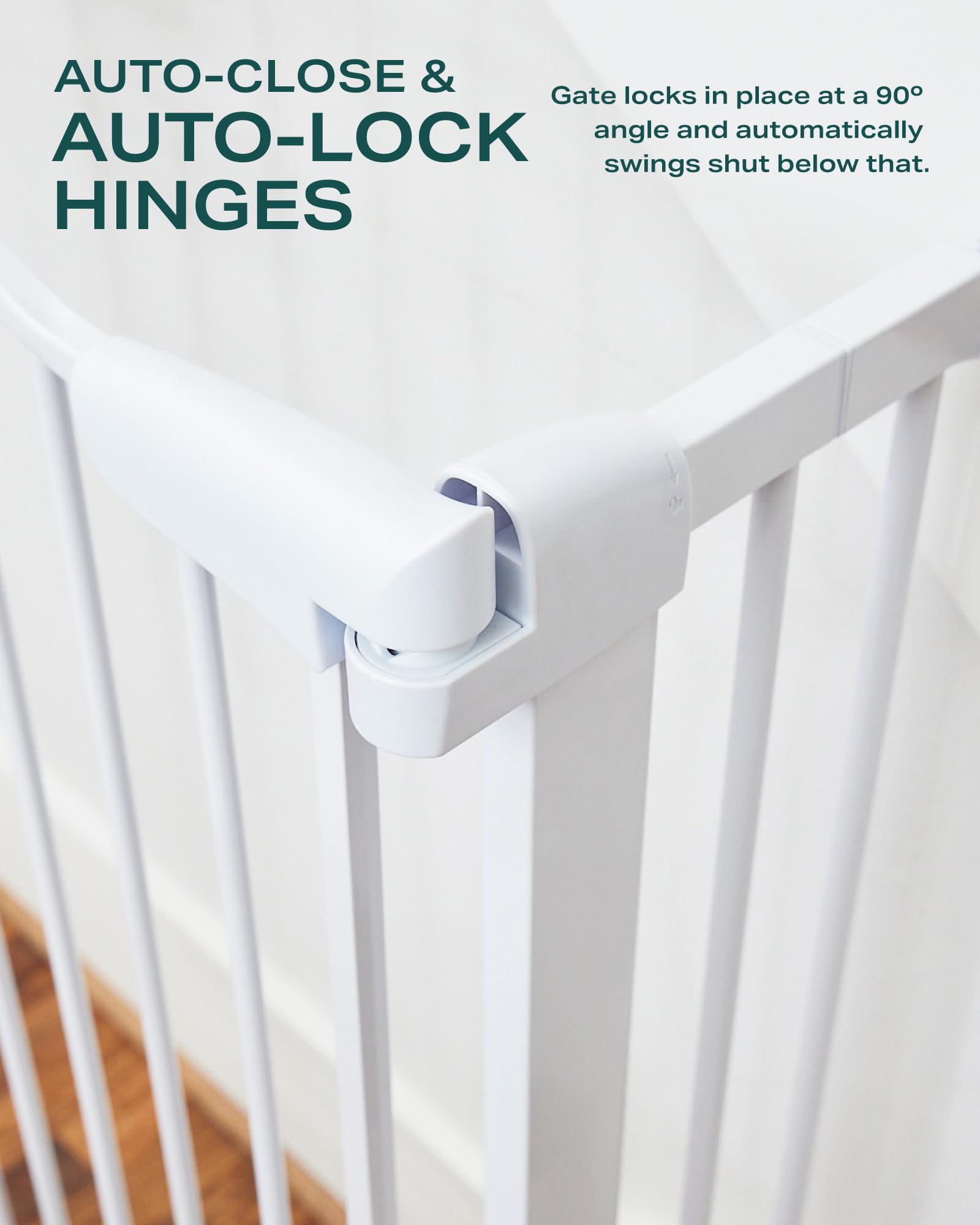 Cumbor 75-116 cm Arched Decor Baby Gate for Stairs No Drill, Mom's Choice Awards Winne, White , 78 cm Tall