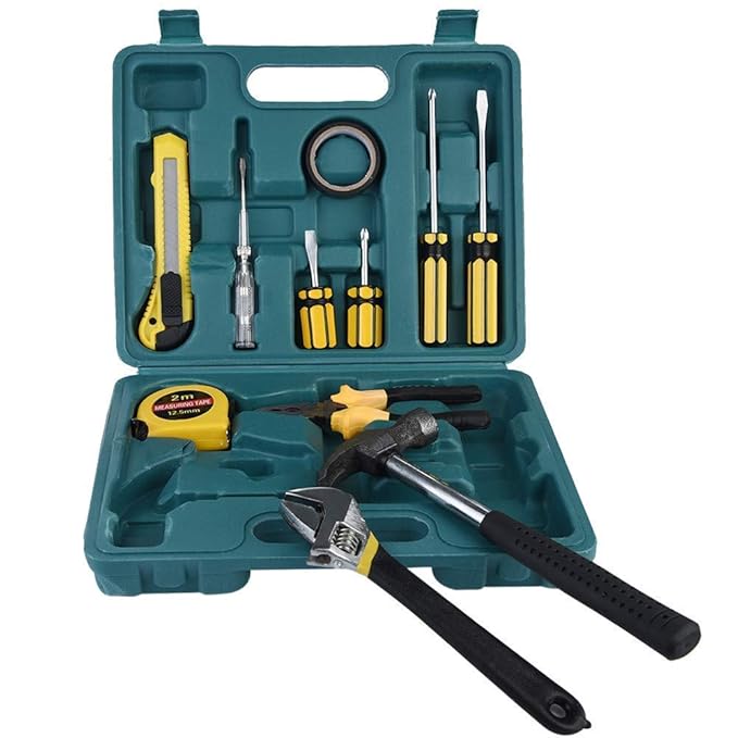 12 in 1 Home Tool Kit Set, Electrical Repair Tool Storage Kit Set for Emergency Uses, Screwdriver, Hammer, Measuring Tape, Wrenches, Cutter and Pliers All Kit Set & Accessories