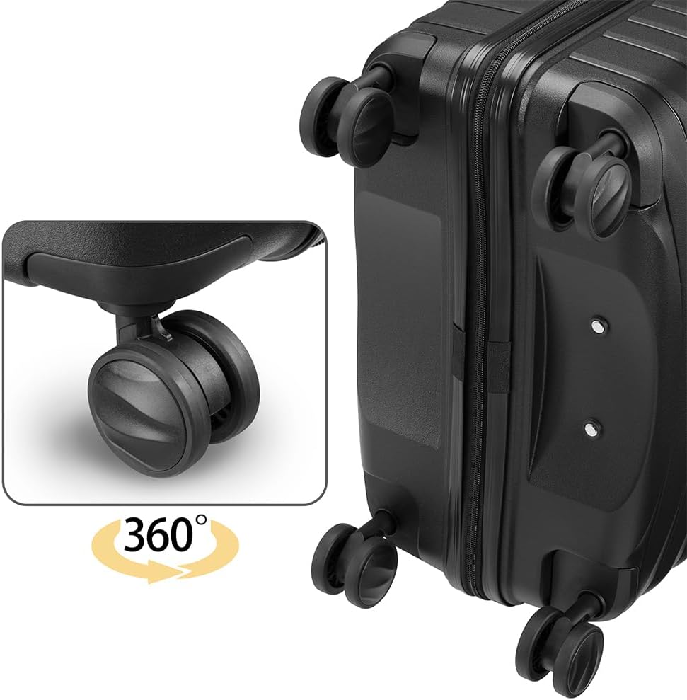 Set of 4 Hard Suitcases with Ultra Shock Resistant Polypropylene Beauty Case, Telescopic Handle Trolley and Easy Roll Wheels, Reinforced Code Lock and Modern Design, Black, 78 × 52,5 × 29,5