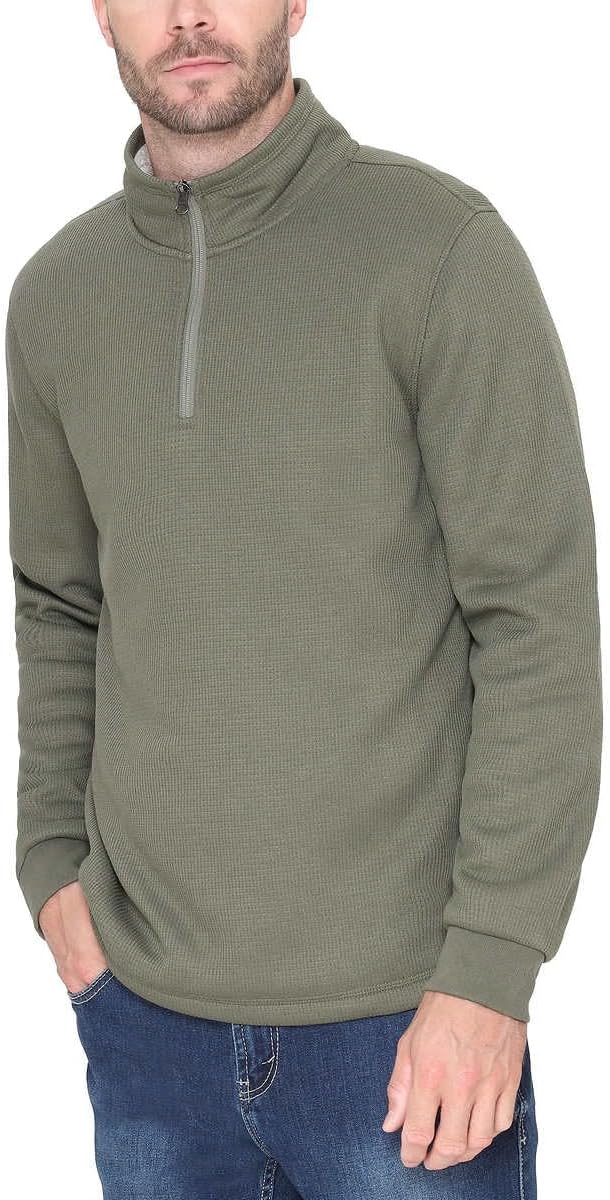 SIZE: S - BC Clothing Men’s Bonded Fleece Lined Body Lined Quarter Zip Pullover Top