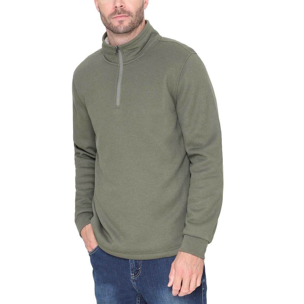 SIZE: S - BC Clothing Men’s Bonded Fleece Lined Body Lined Quarter Zip Pullover Top