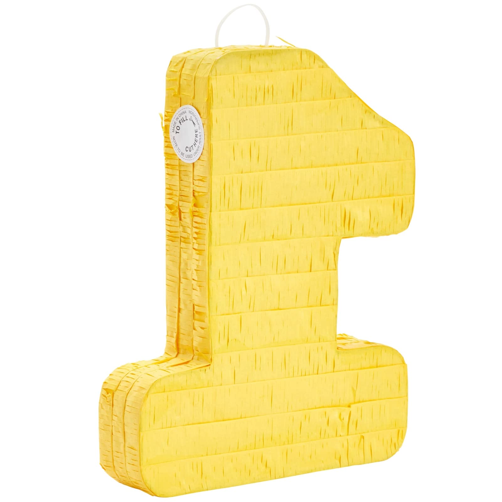 Blue Panda Number 1 Pinata for First Bee Day Party Decorations, Bumblebee, Honeycomb, Honey, and Sunflower Designs, Easy to Fill and Hang (Small, Yellow, 10.8x16.5x3 in)