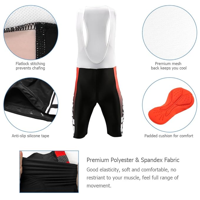 Lixada Men's Cycling Clothes Set Quick Dry Short SleeveJersey Shirt Tops 3D Cushion Padded Riding Bib Shorts Tights Pants