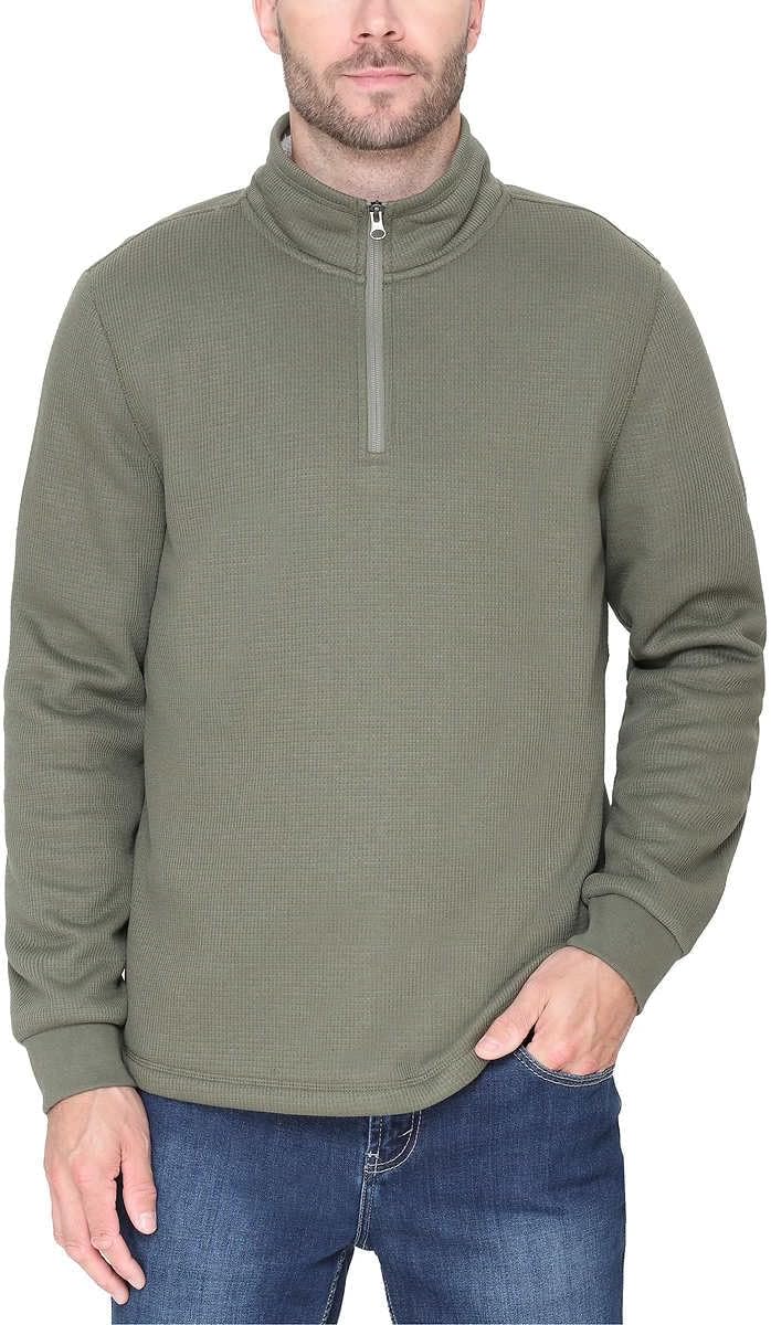SIZE: S - BC Clothing Men’s Bonded Fleece Lined Body Lined Quarter Zip Pullover Top