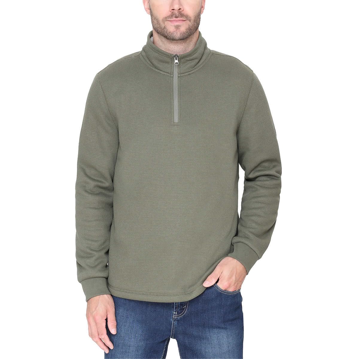 SIZE: S - BC Clothing Men’s Bonded Fleece Lined Body Lined Quarter Zip Pullover Top