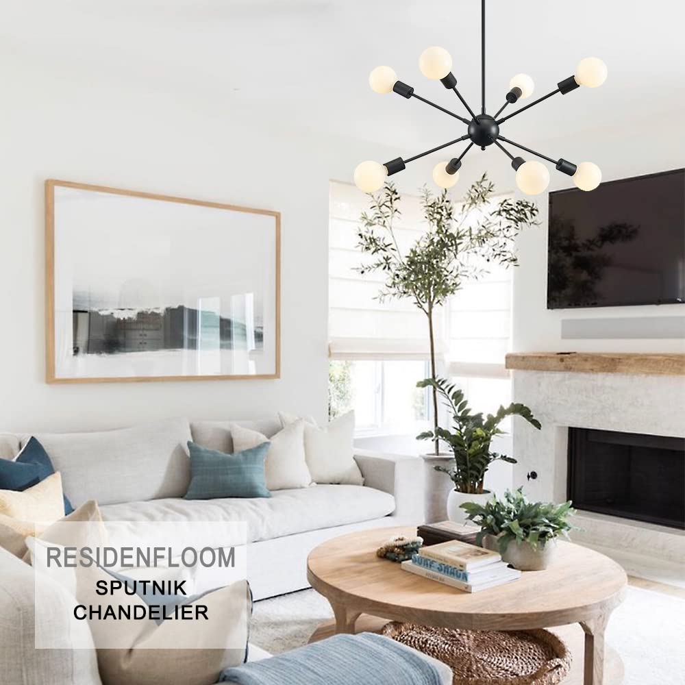 Sputnik Chandelier Light Fixture - Mid-Century Hanging Ceiling Light Fixture