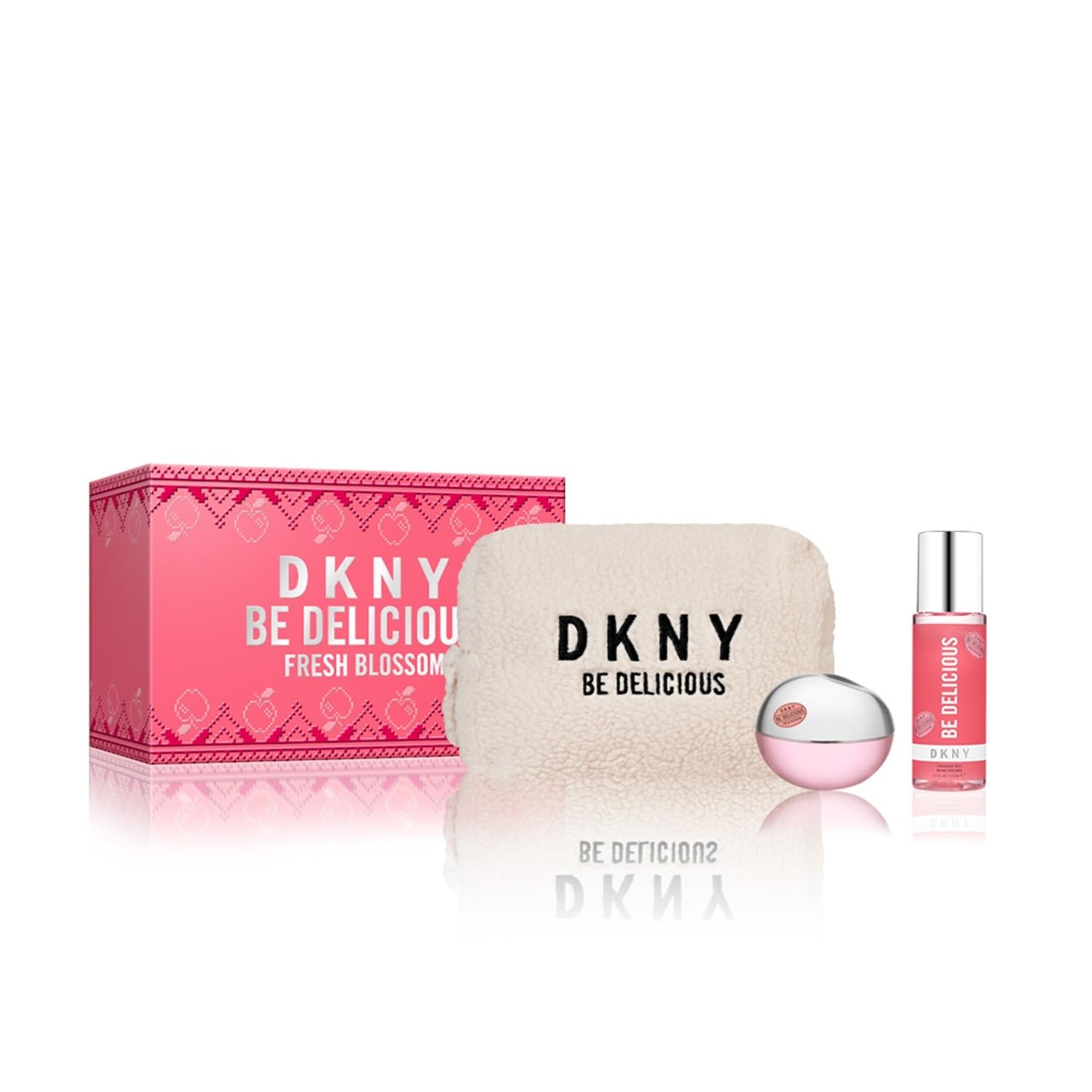 DKNY Be Delicious Fresh Blossoom Gift Set for Women - Eau de Parfum 100ml + Body Spray 125ml + Travel Bag - Floral Fragrance, Ideal for Daily Use