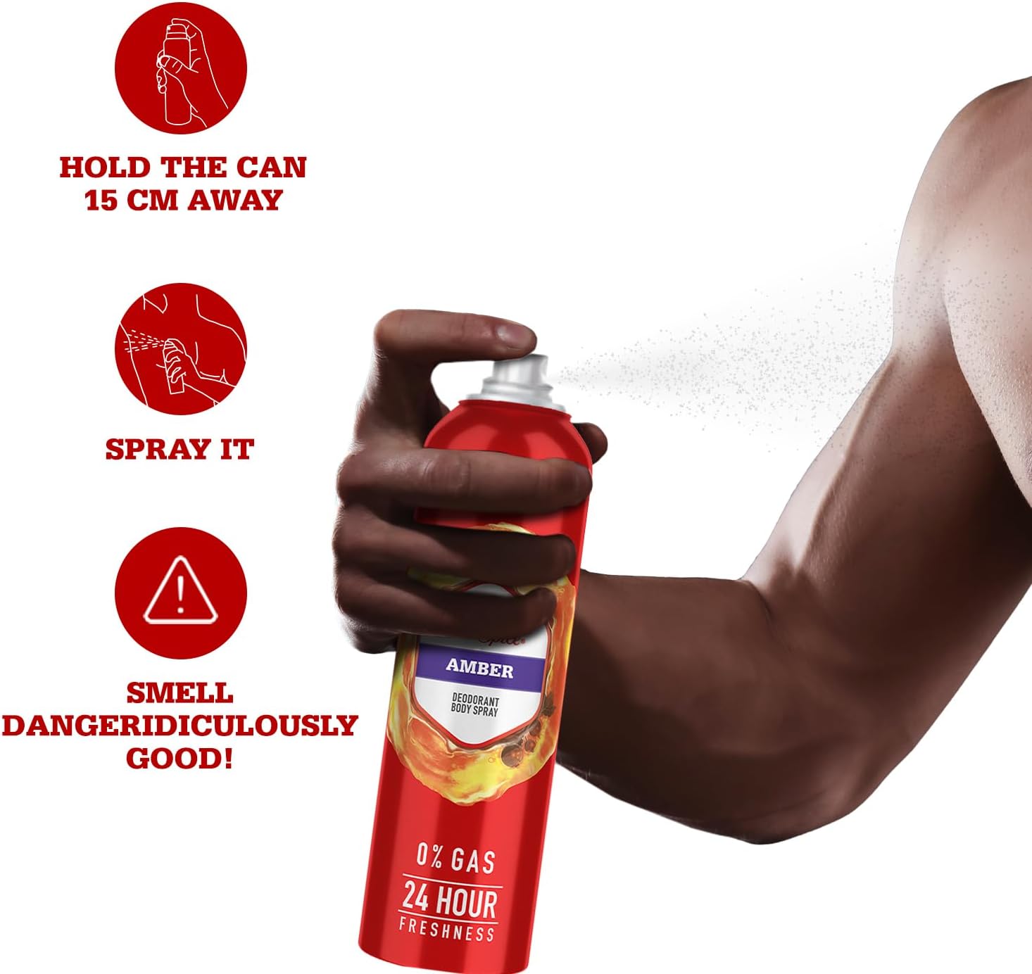 Old Spice Deodorant Body Spray - AMBER , 0% Gas & 24 Hour Freshness, Long-Lasting Fragrance, 140 ml