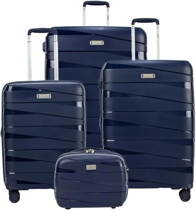 ANTLER Unbreakable Luggage NOVA TSA Approved Suitcase for travel, Expandable Anti Theft Double Zipper, FROM UK (Set of 4, Grey Blue)