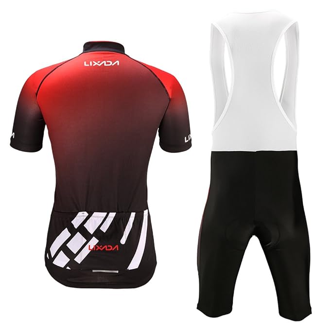 Lixada Men's Cycling Clothes Set Quick Dry Short SleeveJersey Shirt Tops 3D Cushion Padded Riding Bib Shorts Tights Pants