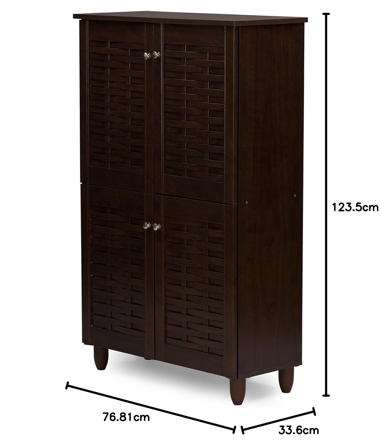 Baxton Studio Wholesale Interiors Winda Modern and Contemporary 4-Door Dark Brown Wooden Entryway Shoes Storage Cabinet