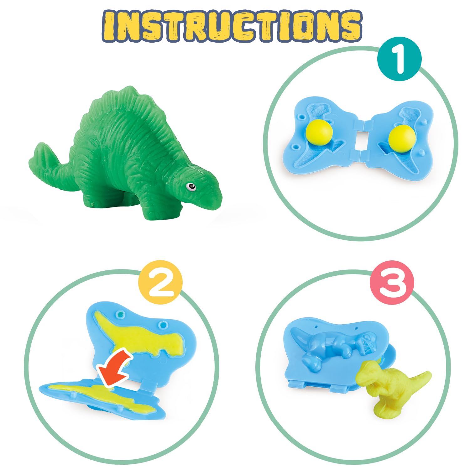 SEALED -  VConejo Color Dough Toys Dough Accessories Set Creations Tools for Kid 2-4-8 Years (Dinosaurs World)
