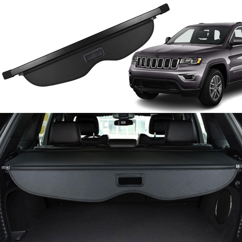 Liizoo Retractable Black Cargo Rear Trunk Cover Fit for Jeep Grand Cherokee 2011-2019 2020 2021 Rear Trunk Security Cover Shielding Shade Car Accessory (not fit for 2021 winter-2022 Grand Cherokee L)