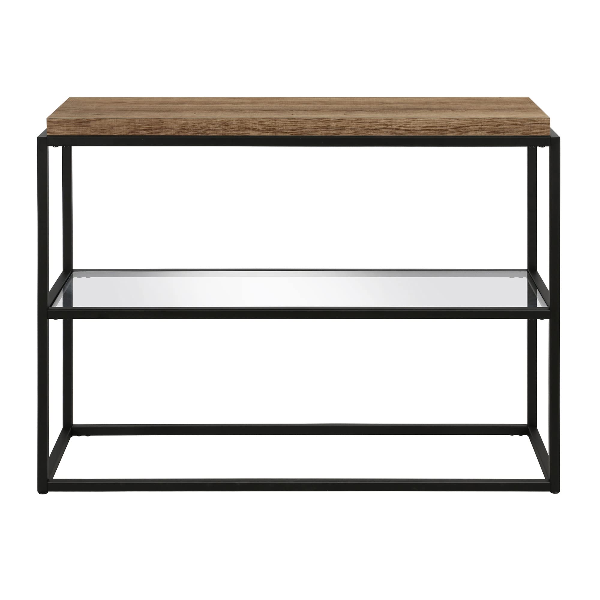 Henn&Hart Blackened Bronze and Rustic Oak Accent Console Table, 42", Black