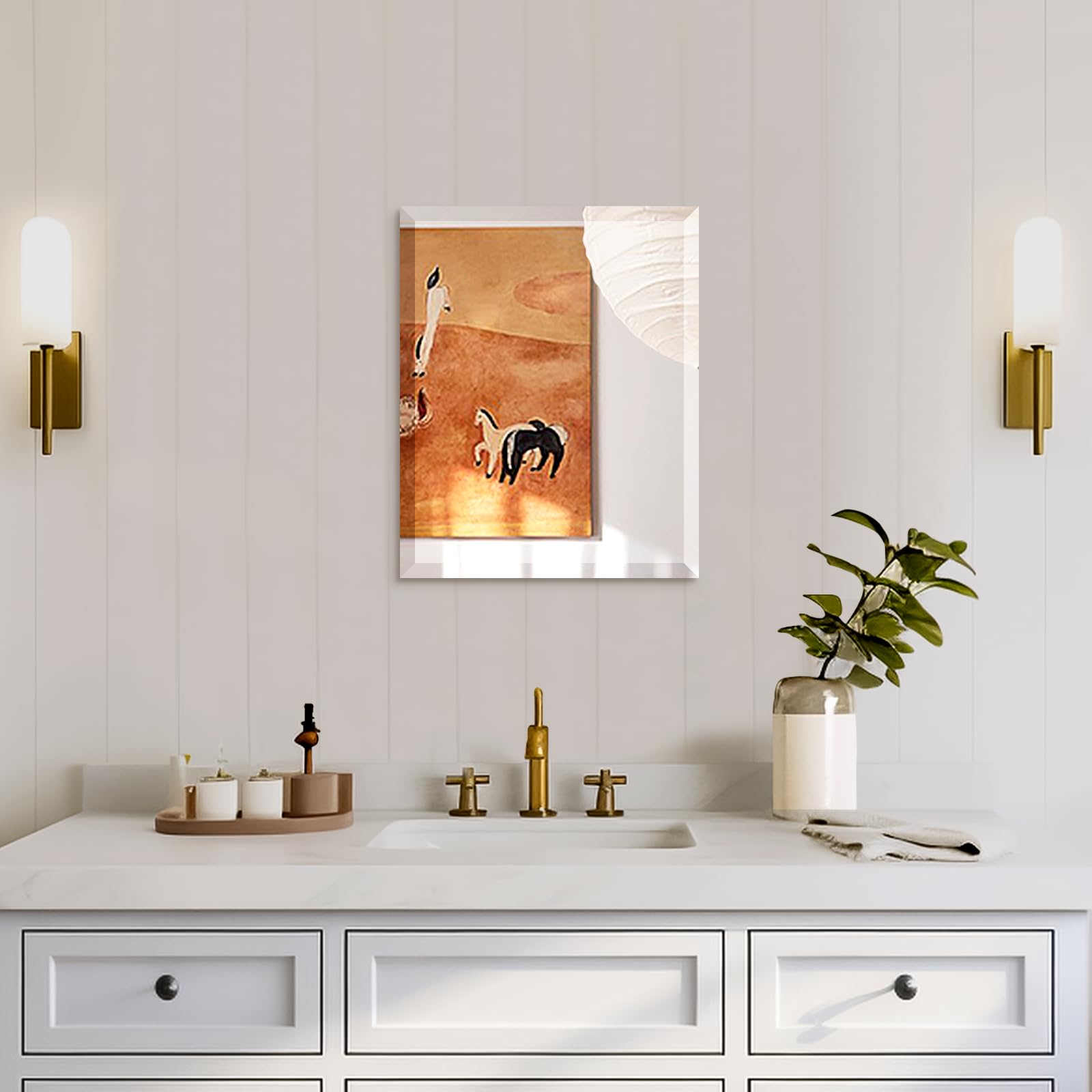 Mirrorons Beveled Mirror, Bathroom Mirrors for Wall 16" x 20", Frameless Rectangle Bathroom Mirror with Beveled Edge, Hangs Horizontally or Vertically, Tempered Glass Upgraded Packing