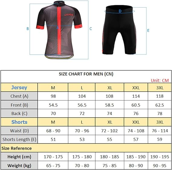 Lixada Men's Cycling Clothes Set Quick Dry Short Sleeve Bicycle Jersey Shirt Tops 3D Cushion Padded Riding Shorts Tights Pants