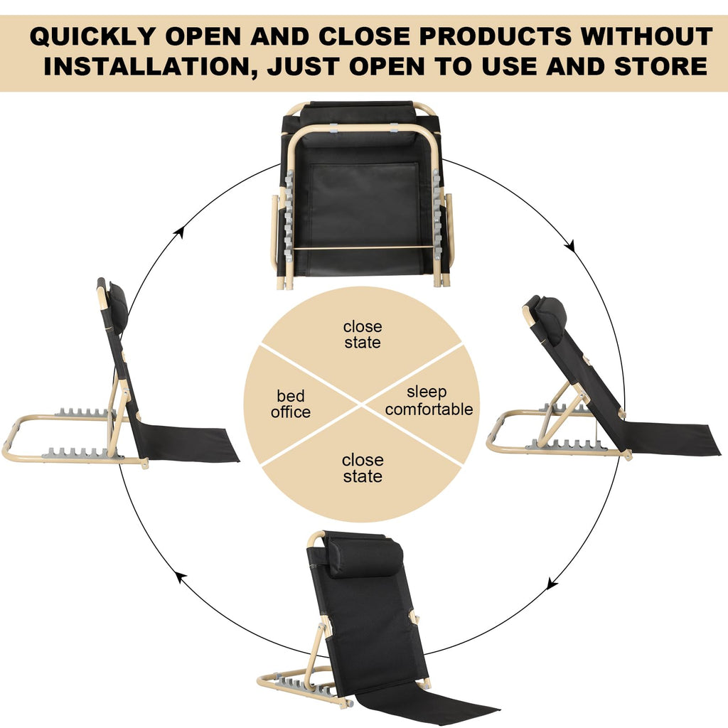 Menkxi Multifunction chair, adjustable lifting bed backrest (Black, 60 cm)