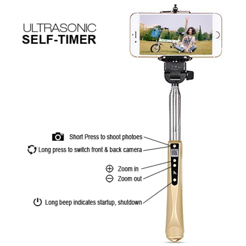 Hoco CPH02 Selfie Stick with Ultrasonic Self-Timer - Gold