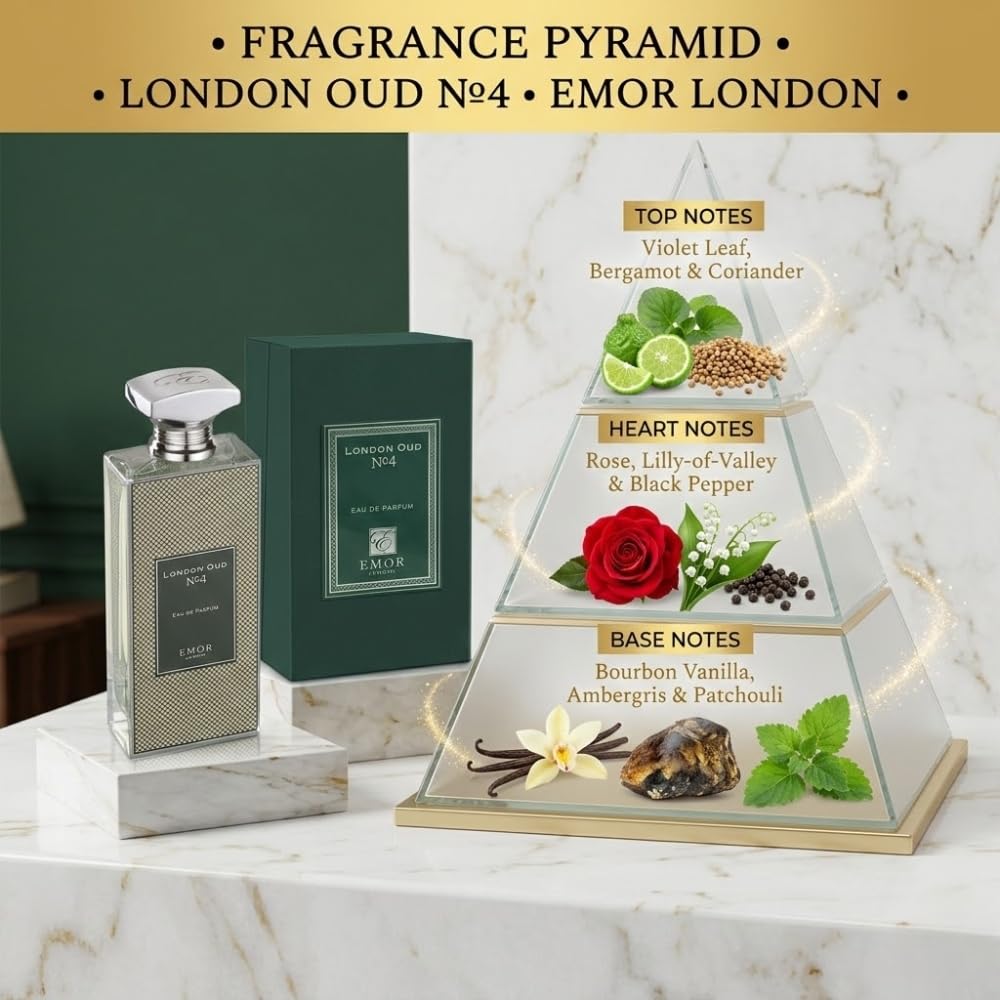 EMOR Eau de Parfum Oud No. 4 from London 125ml Long-Lasting Chypre Fragrance Unisex with Vanilla and Patchouli