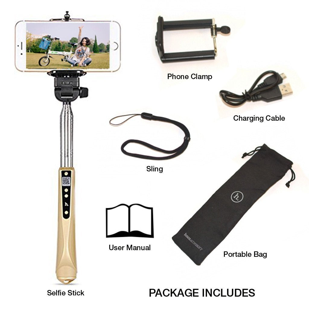 Hoco CPH02 Selfie Stick with Ultrasonic Self-Timer - Gold