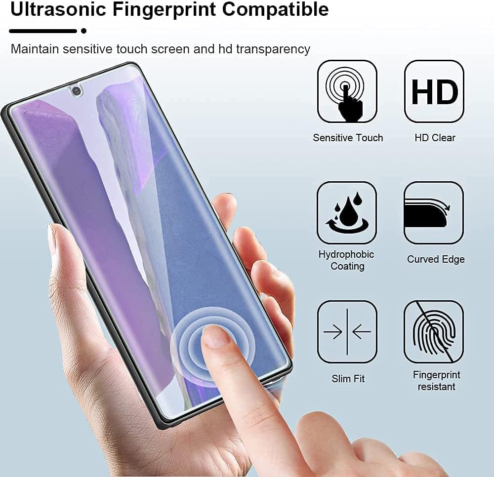 SYOSI for Samsung Note 20 Ultra Screen Protector, Support Fingerprint ID, HD Clear Flexible Film, with Lens Protector, Automatic Scratch Repair Not Warped Surface, Not Glass, Bubble Free [2+2Pack]